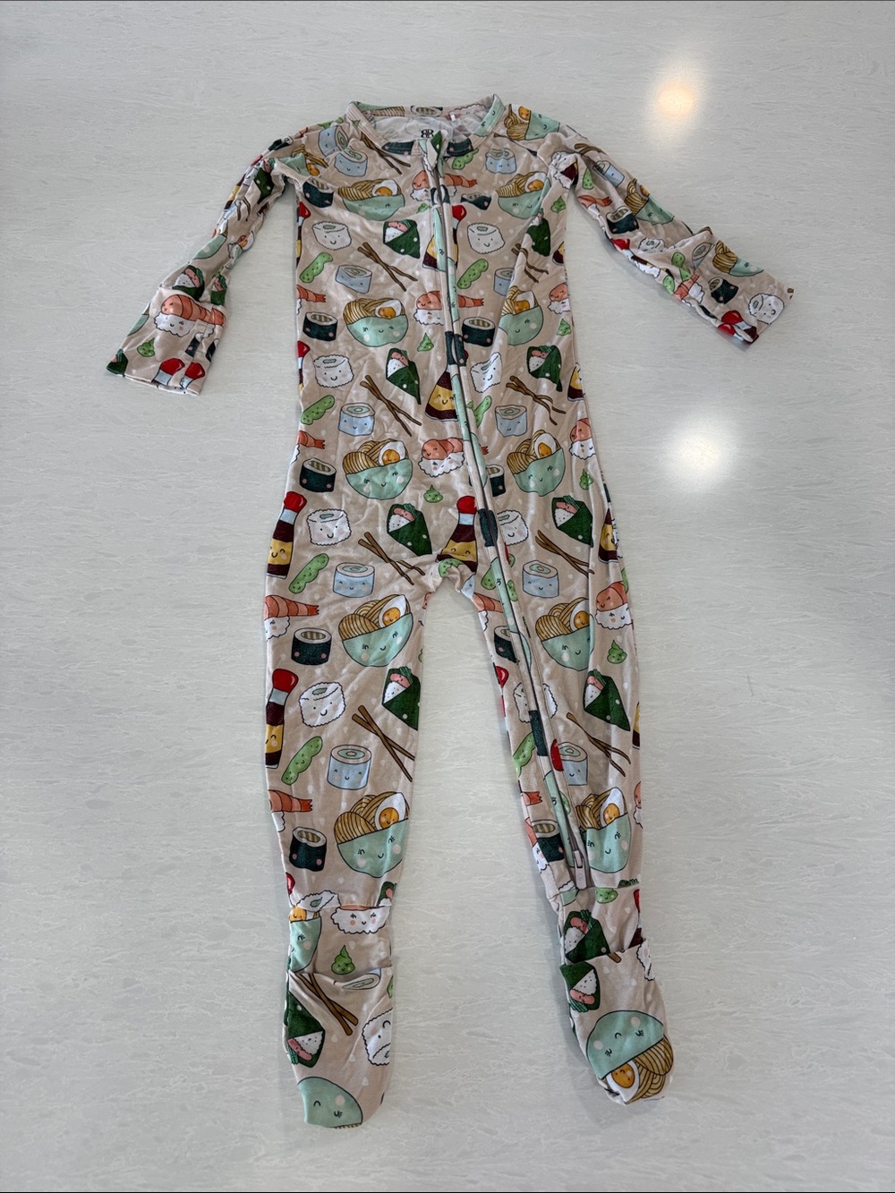 Bums & Roses 3T sushi onesie footed bamboo PJ